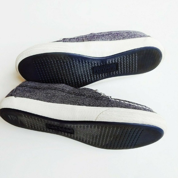 Sperry 6.5 Sparkly Blue Topsider Ladies Big Kids Chambray Denim - Picture 6 of 7